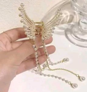 Brand New Pearl Wing Hair Claw Butterfly Clip