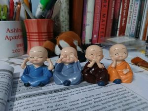 Set of 4 Cute Monk Figurines