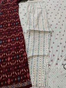 Maroon Printed Kurta Set with Dupatta
