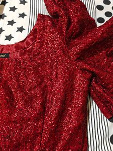 Stunning Maroon Sequined Lehenga Saree with Blouse