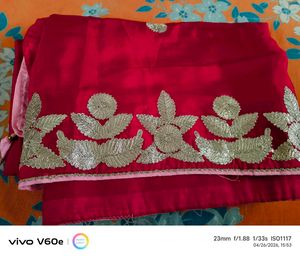 Beautiful Rose colour pure silkSaree with Gold Emb