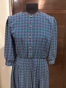 Imported Vintage Print Midi Dress
