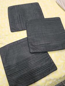 Set of 3 Black Textured Cushion Covers