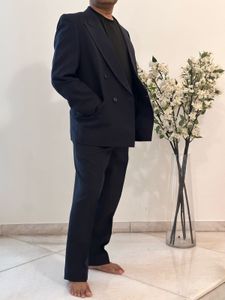 Men’s Navy Blue Pinstripe Double-Breasted Suit | C