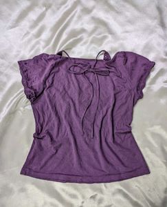 Purple Halter Neck Top with Lace Detail