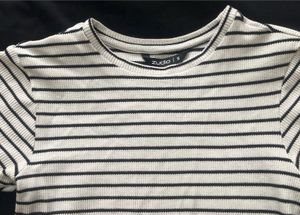 Striped Black &amp; White Ribbed Fitted T-Shirt.