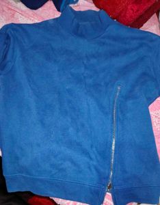 Blue Asymmetrical Zip Sweatshirt