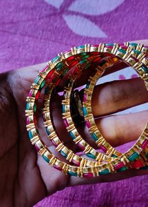 Vibrant Emerald &amp; Ruby colour Bangles