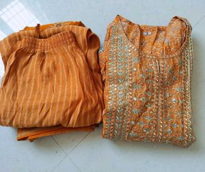 Designer Orange Kurta Set with Pants