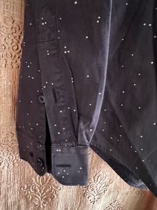 Stylish Black Dot Print Shirt
