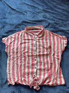 Striped Button-Down Top