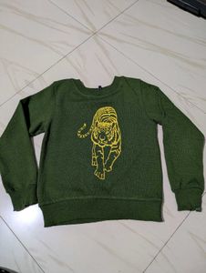 Green Tiger Print Knit Sweater