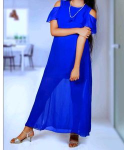 Royal Blue Cold Shoulder Maxi Dress