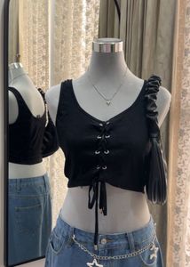 TEXCO Lace Up Crop Top