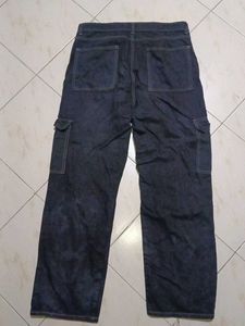 Men's Dark Wash Cargo Jeans