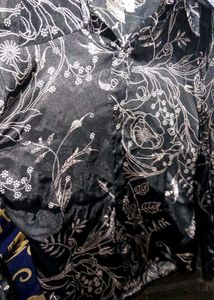 Black Floral Print Kurta
