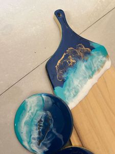 Ocean Wave Resin Cutting Board & Coasters