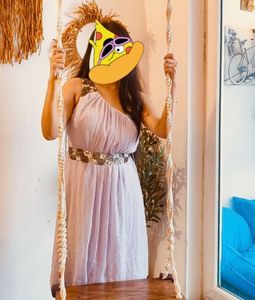 One-Shoulder Lavender Maxi Dress