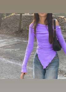 Lavender Off-Shoulder Asymmetrical Top