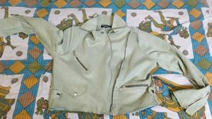 Stylish Light Green Moto Jacket