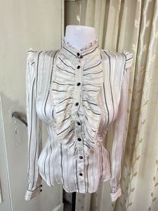 Chic Striped Ruffle Blouse