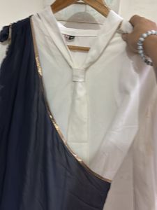 Elegant Navy Blue Capr with Golden Embellishments