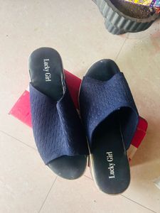 Lucky Girl Navy Slip-On Sandals