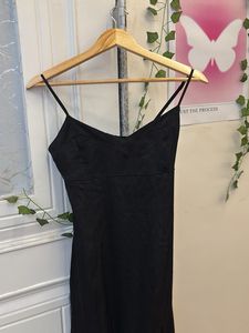Elegant Black Slip Dress with High Slit