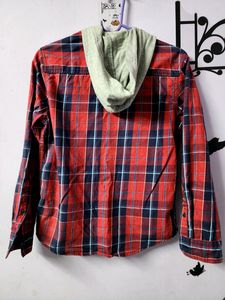 9-10yrs Checked Hooded Shirt