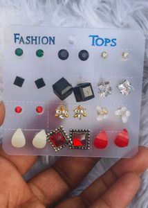 12 Pcs Studs Multicolour For Girls