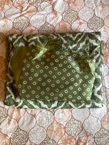 Olive Green Printed  saree