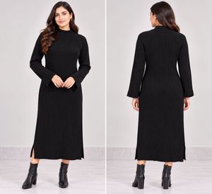 Chic Ribbed Mock Neck Midi Dress