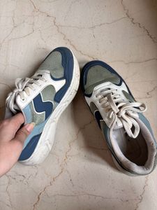 Stylish Blue and White Sneakers Solethreads