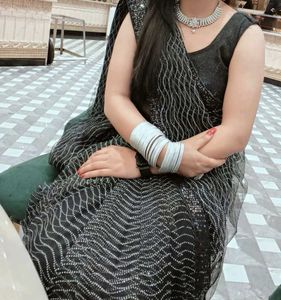Elegant Black Saree with Sequins
