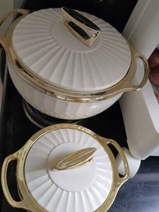 Elegant White & Gold Serving Bowls Set