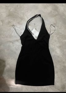 Zara Chic Black Halter Neck Dress