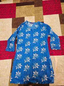 Blue Floral Print Kurta Tunic(S)