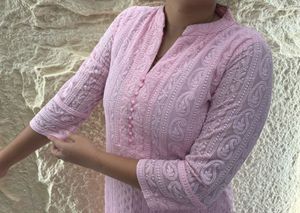 Pink Chikankari Kurta