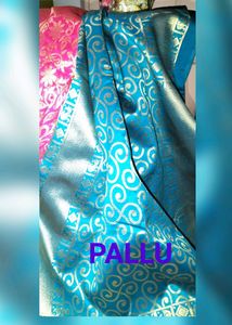 Pink &amp; Teal Blue Big Border Kanjivaram Silk Saree