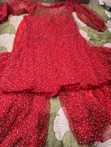 Red sharara set
