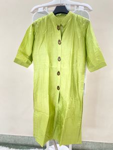 Lime Green Mandarin Collar Kurti