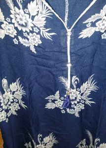 Navy Blue Floral Print Kurta