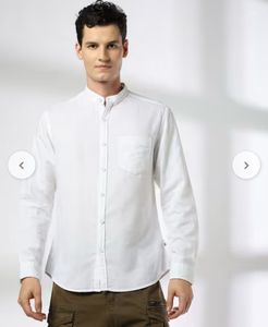 Men's Dnmx White Band Collar Shirt