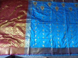 Beautiful banarasi Saree&amp;matching Readymade Blouse