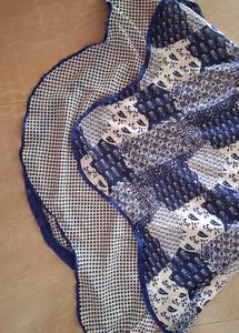 Beautiful Blue &amp; White Printed Umbrella Cut Kurta