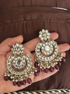 Elegant Kundan Chandbali Earrings