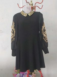 Golden Lace Design Dress