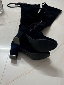 Size 36 Black Suede Over-the-Knee Boots