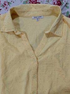 Light Yellow Textured Button-Up Shirt top