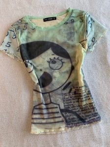 Unique Graphic Print Mesh T-Shirt